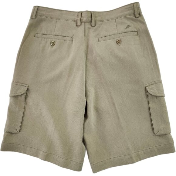 Tommy Bahama Cargo Shorts Tan Silk Cotton Blend Casual Pockets Mens Size 32 - Picture 2 of 6